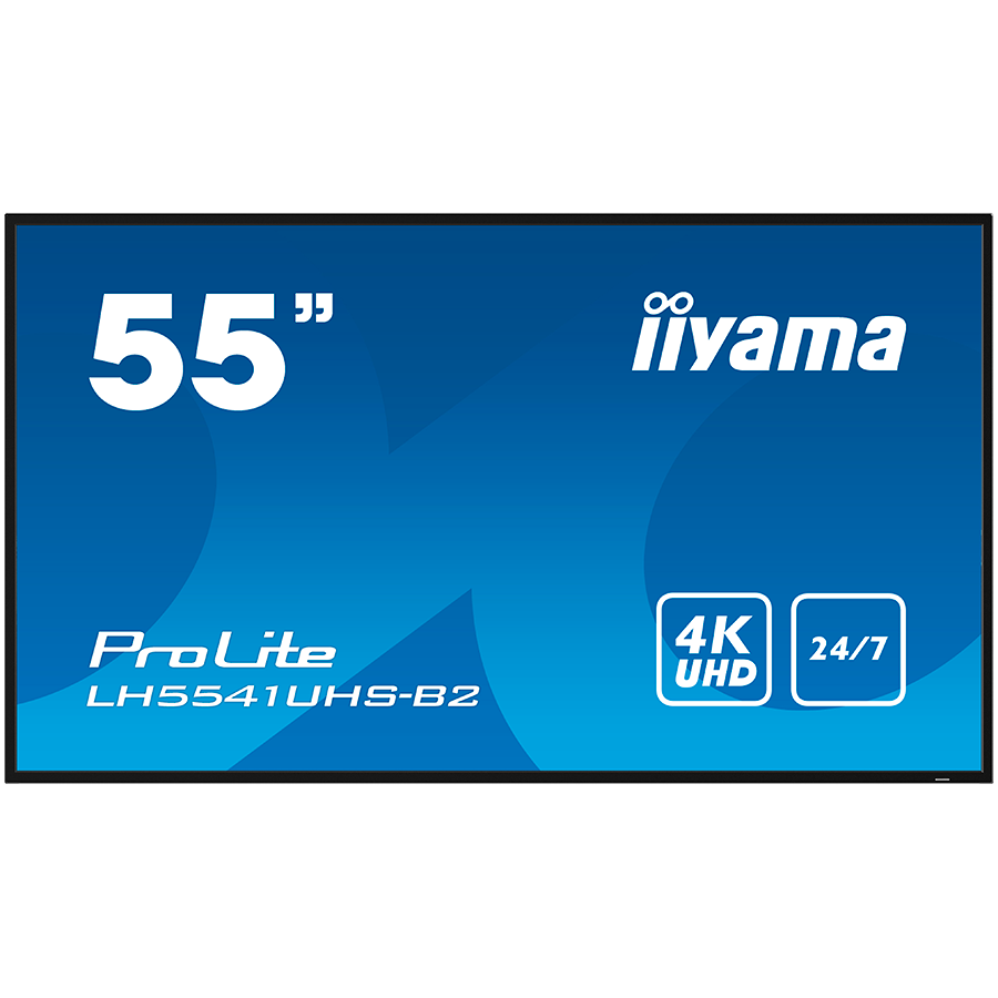 Iiyama 55IN 3840X2160 4K UHD IPS 1 HAZ/VGA HDMI 500CD/QM MEDIA PLAY USB, LH5541UHS-B2