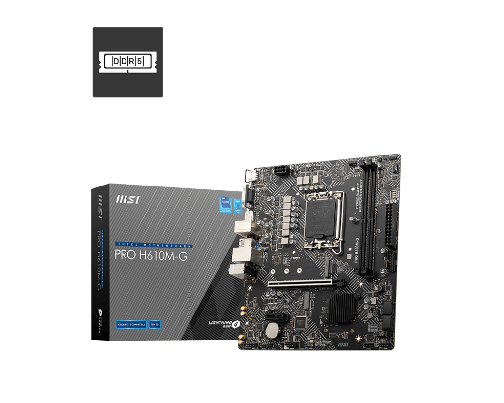 MSI Placa de baza, Socket LGA1700, DDR5, mATX, Negru, PRO H610M-G