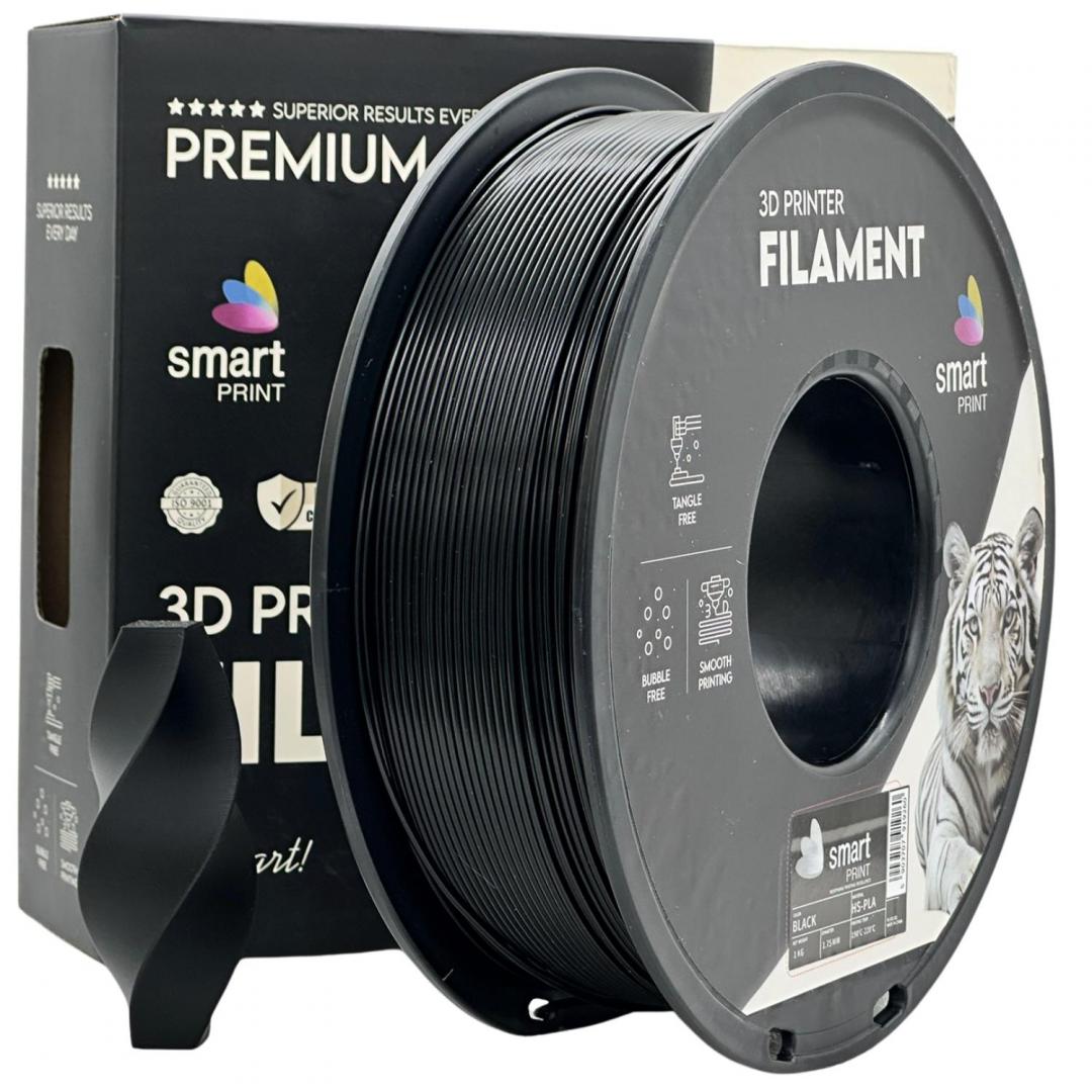 SMART PRINT Filament 3D, Diamentru 1.75mm, Greutate: 1KG, Culoare: Negru, Material, HS-PLA BLACK