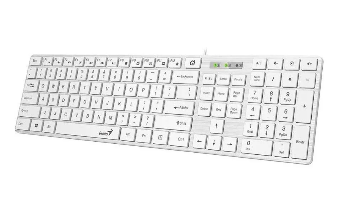 Genius TASTATURA USB, multimedia, 104 taste + 12 taste multimedia, alb, SlimStar 126, 31310017408