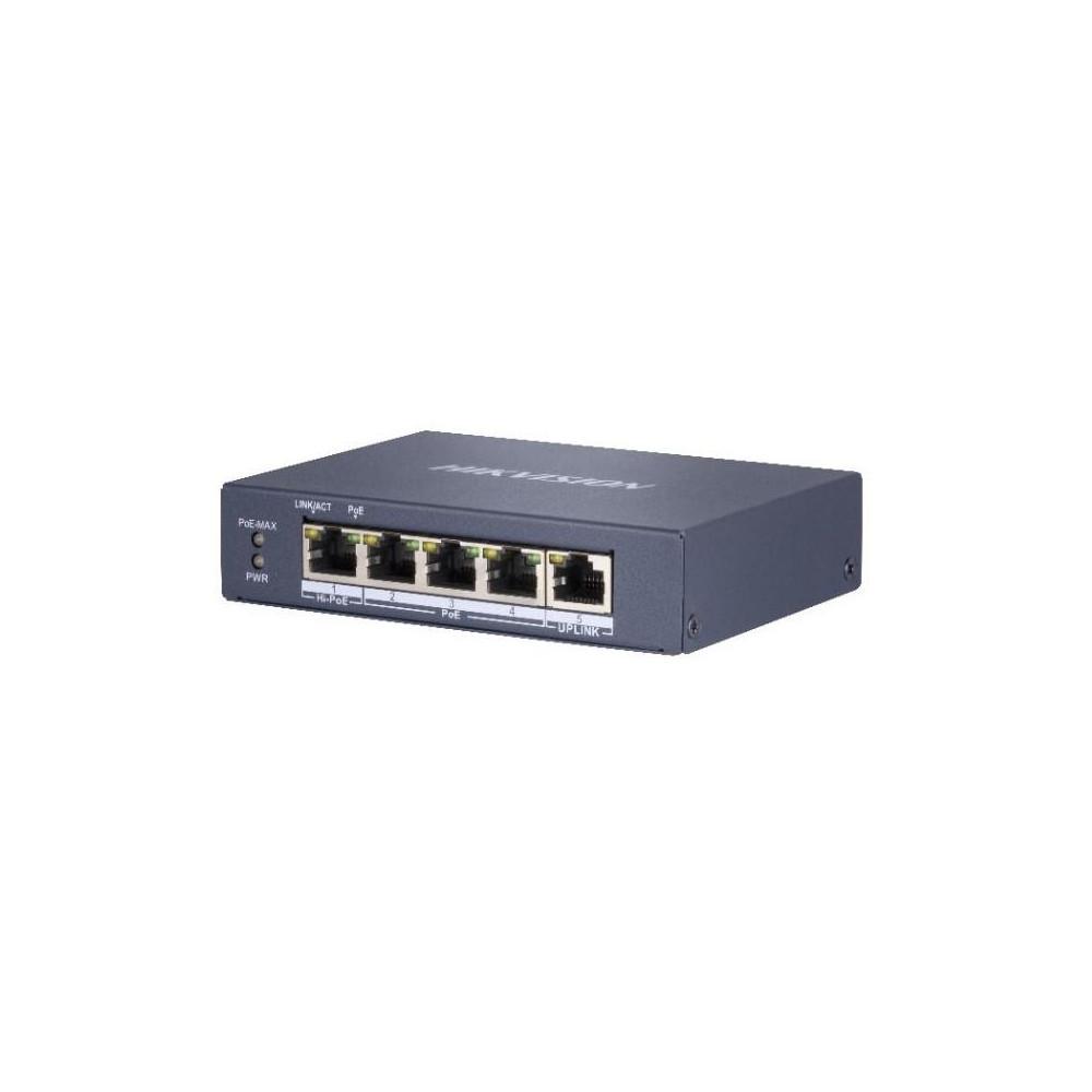 Hikvision SWITCH PoE, port Gigabit x 5, SFP nu, carcasa metalica, DS-3E0505HP-E