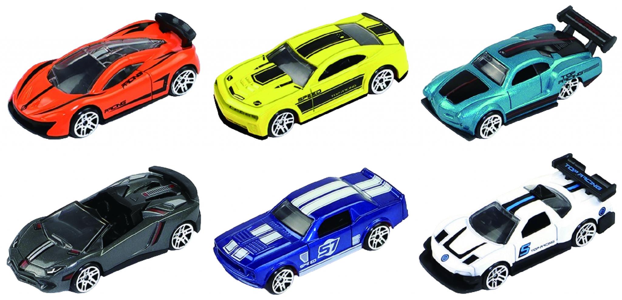 CEVODLE MACHETA DIE CAST, SET 6 MASINI CURSE, SCARA 1/64, 7.5CM, DIVERSE MODELE SI, CEV64024-0001MIX