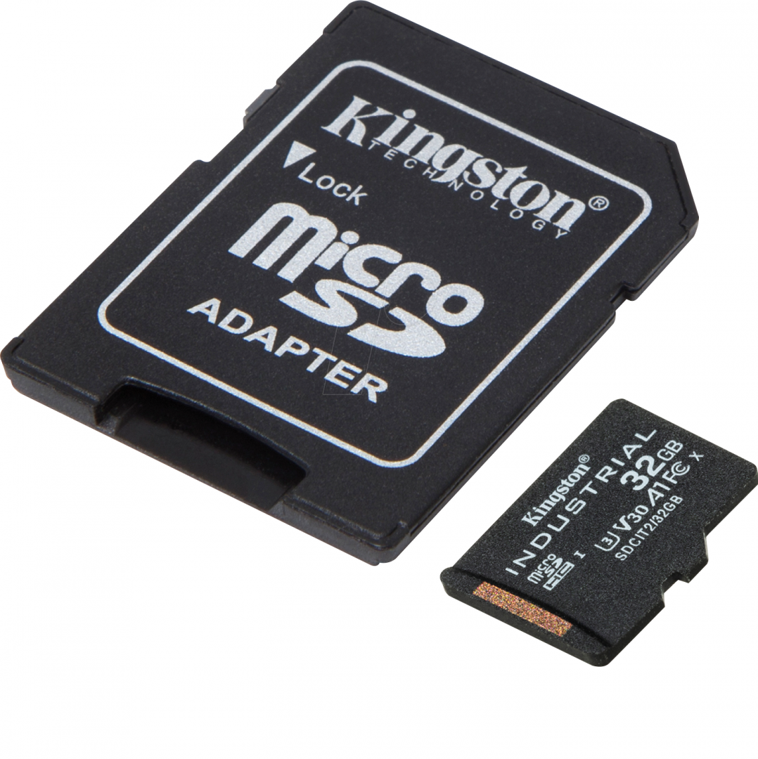 Kingston 32GB microSDHC Industrial C10 A1 pSLC Card + SD Adapter, SDCIT2/32GB