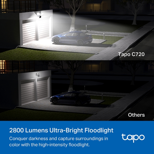 Tp-Link CAMERA IP Exterior cu proiector, 2K QHD 2560x1440, proiector 2800 lumeni, IP65, Tapo C720 - imagine 3