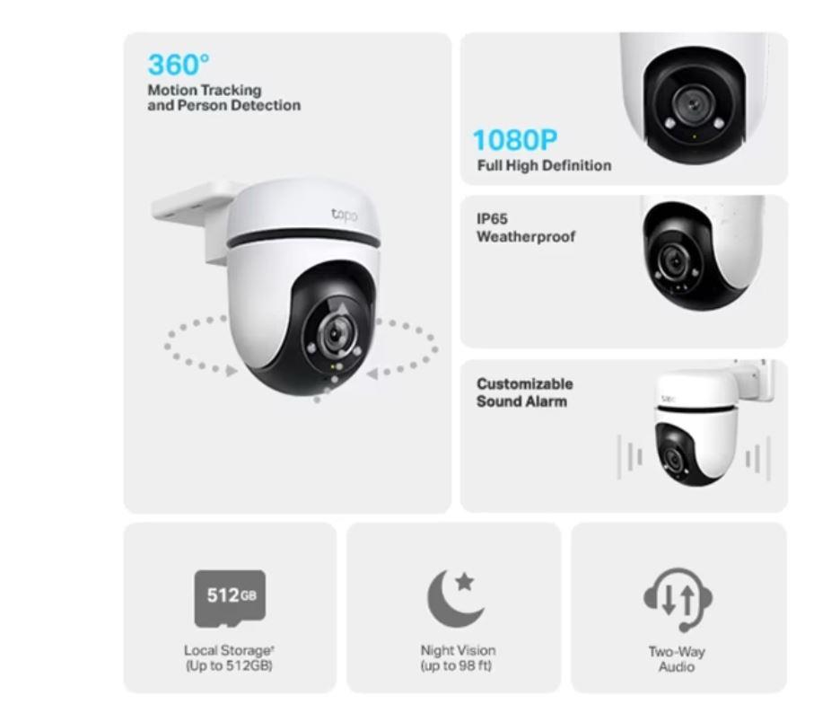 Tp-Link CAMERA IP Exterior, FHD 1920x1080, IP65, dist. IR 30 m, Pan/Tilt, wireless, Tapo C500 - imagine 2