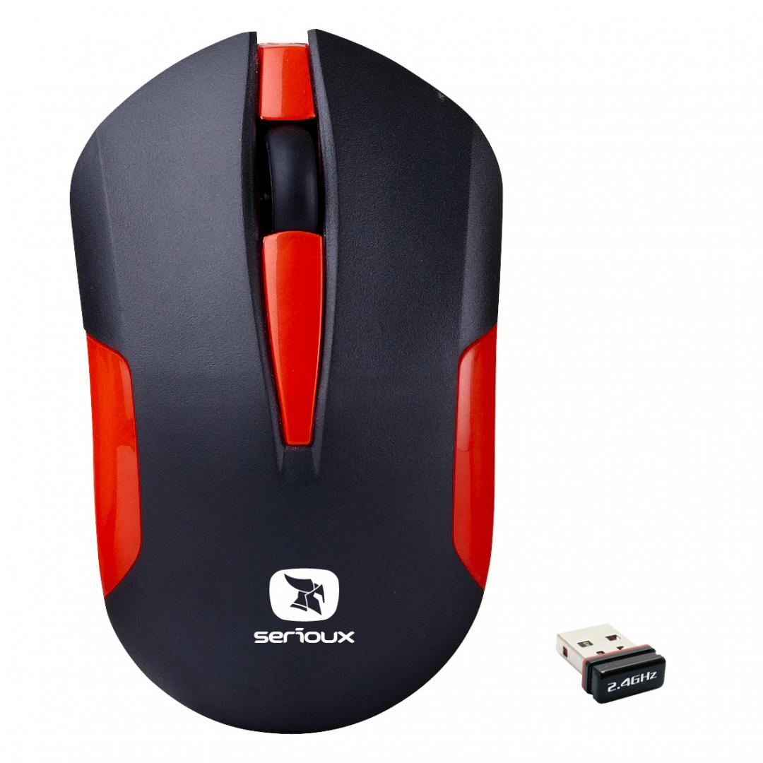 SERIOUX Mouse wireless, Drago 300, 1000dpi, rosu, baterie AA inclusa,receptor nano, DRAGO300-RD