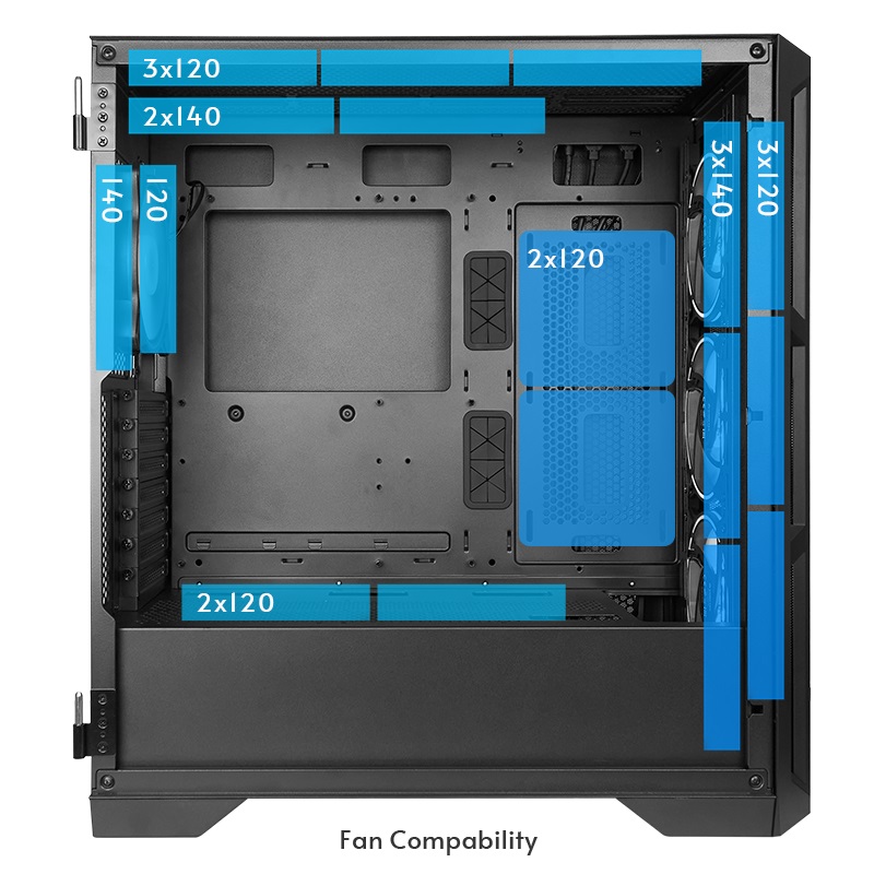 CHIEFTEC CARCASA APEX, Tower,ATX,fara sursa,4xfan,USB 3.2gen2 Type-Cx2,USB 3.2gen1x2, GA-01B-TG-OP - imagine 6