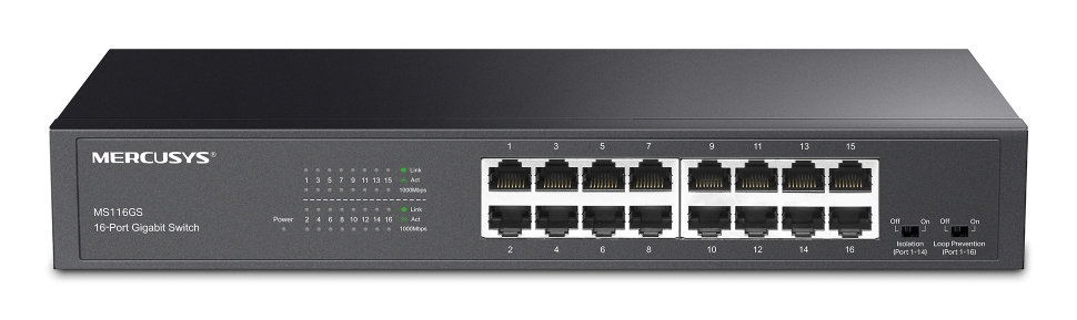Mercusys SWITCH 16 porturi Gigabit, metalic, MS116GS