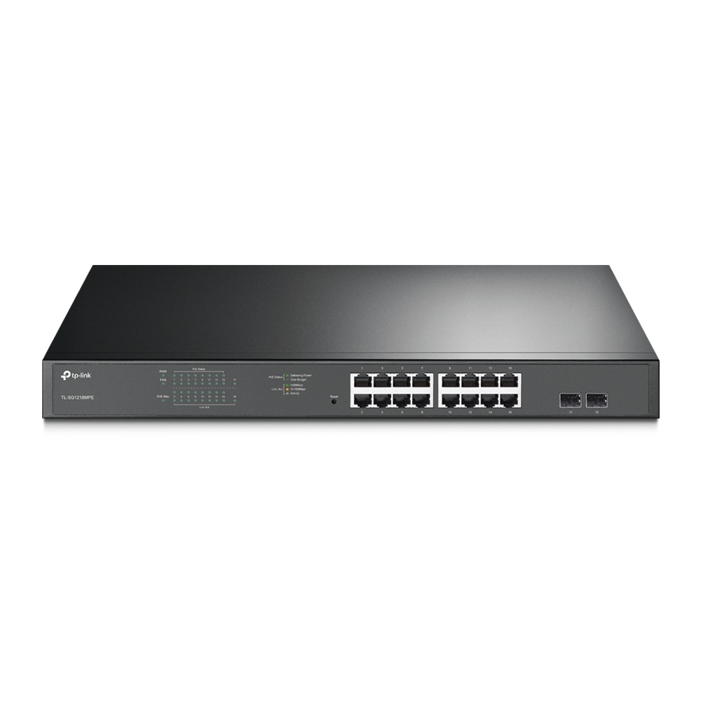 Tp-Link SWITCH 16 porturi Gigabit, 16 x POE 192W total power, 2 x SFP, carcasa metal, TL-SG1218MPE