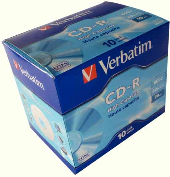 Verbatim CD-R 800MB, 90min, viteza 40x, Pack 10buc, Jewel Case, "High Capacity", 43428