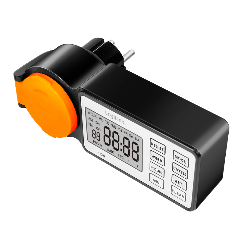 Logilink PRELUNGITOR, Schuko x 1, 230 V/16 A, 50 Hz, max. 3500 W, timer, LCD, 8 butoane, ET0016 - imagine 2