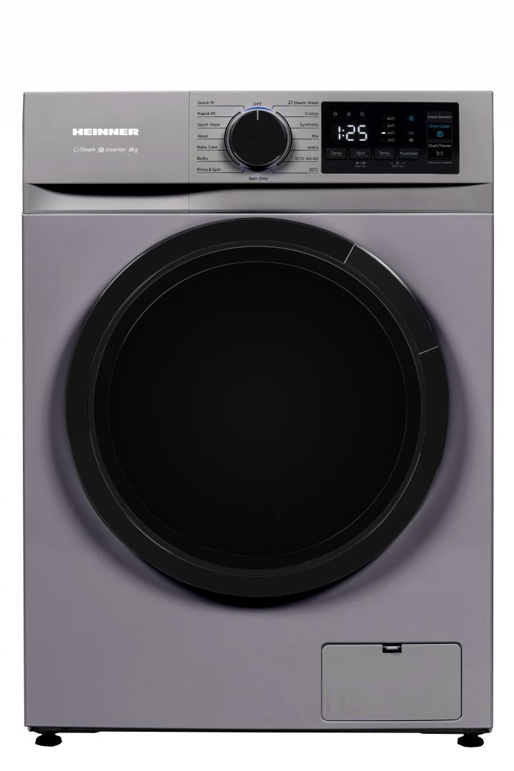 HEINNER Masina de spalat rufe, 8 kg, 1400 rpm, Clasa: A, Argintiu, HWM-M814IVNSA+++