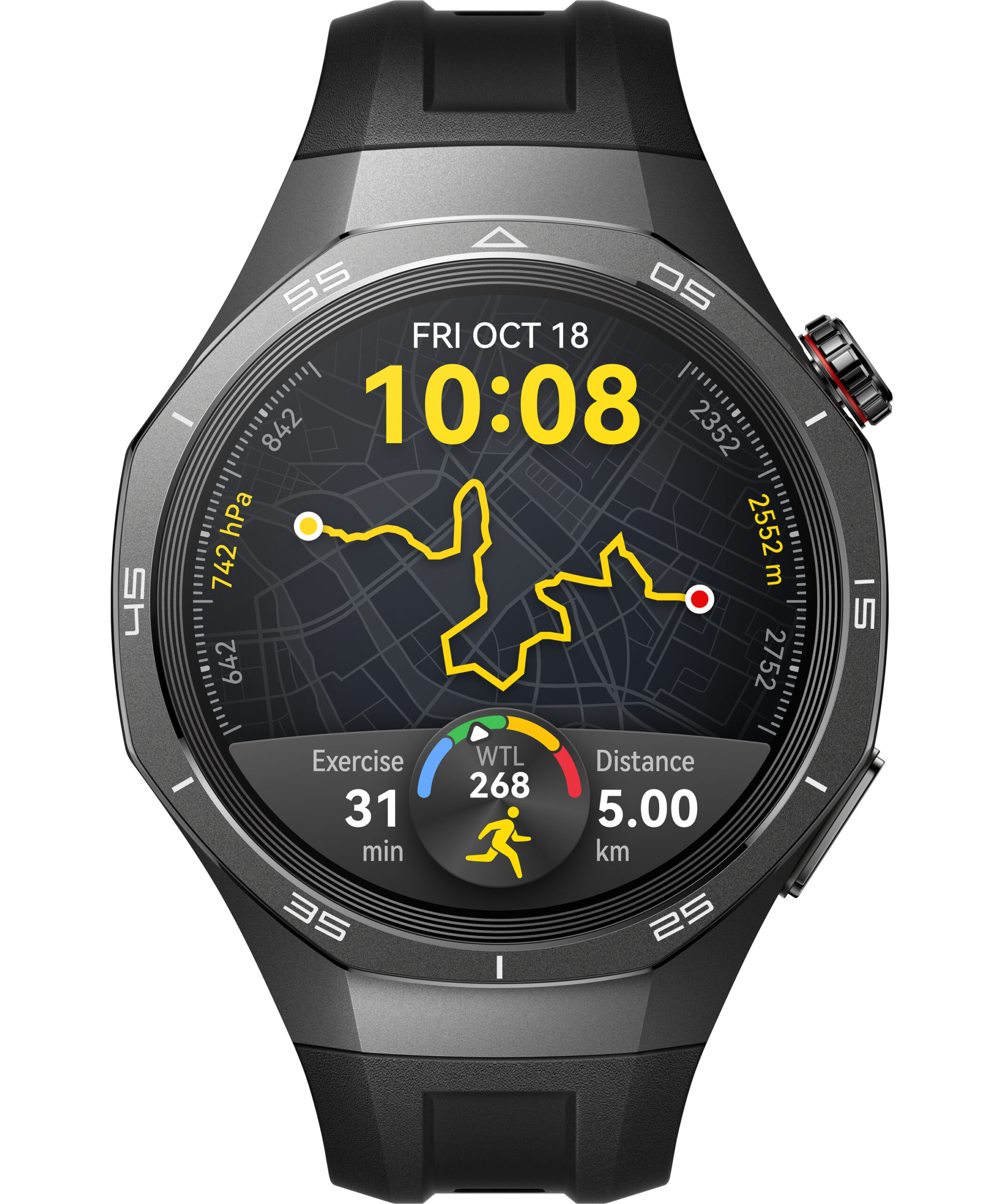 Huawei Smartwatch Watch GT 5 Pro, 46MM, Tarnish Titanium Case, Black Fluoroelastomer Strap, 55020DKD
