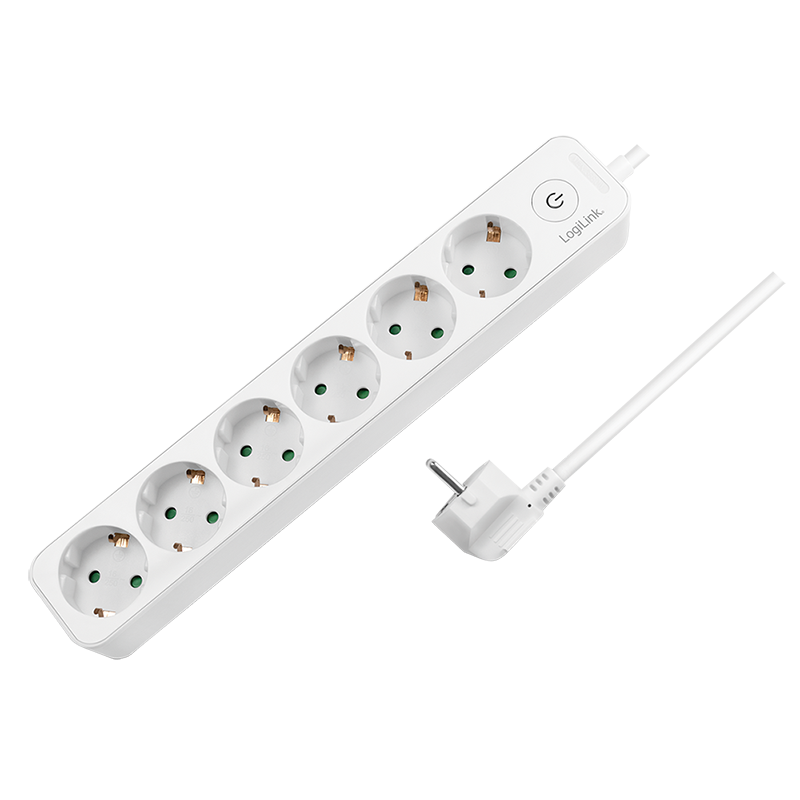Logilink PRELUNGITOR, Schuko x 6, cablu 3G 1.5mm2, 230 V/16 A, 50 Hz, max. 3500 W, buton, LPS247