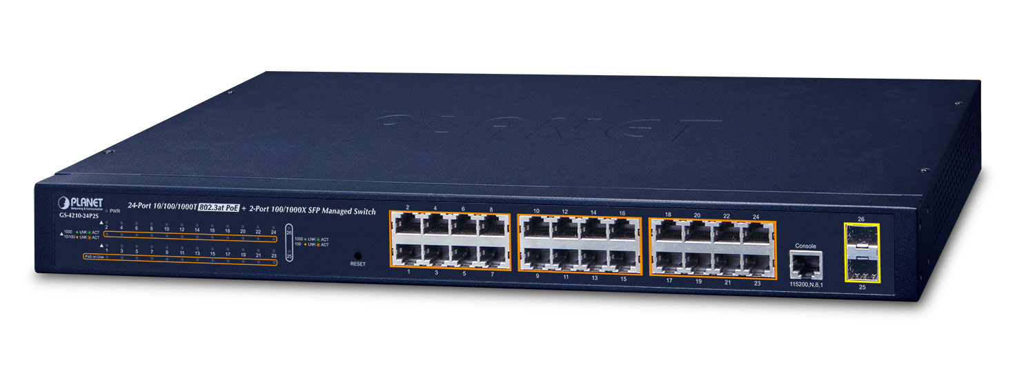 Planet NET SWITCH 24PORT 1000M POE+/, GS-4210-24P2S