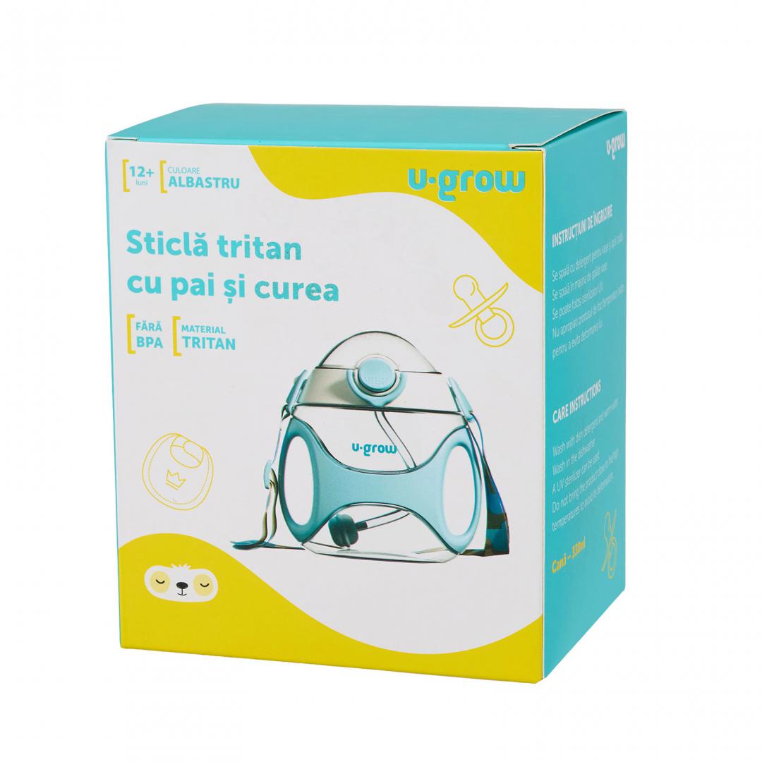 U-GROW Sticla tritan cu pai si curea, 330 ml, blue, UG-733BL - imagine 4