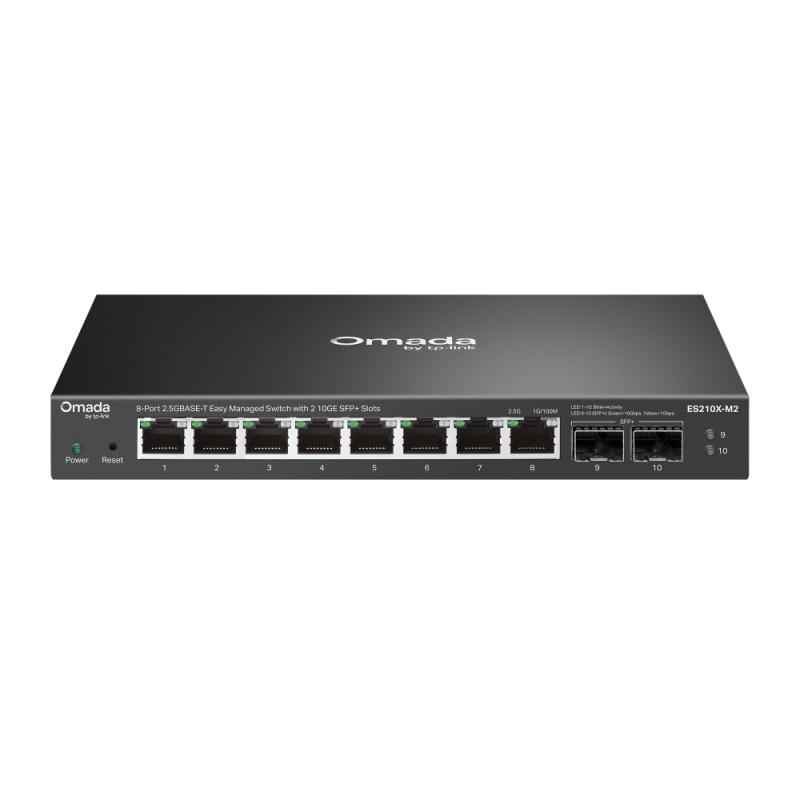 TP-LINK Omada 8-Port 2.5GBASE-T Easy Managed Switch with 2 10GE SFP+ Slots, Fanless, VLAN, ES210X-M2