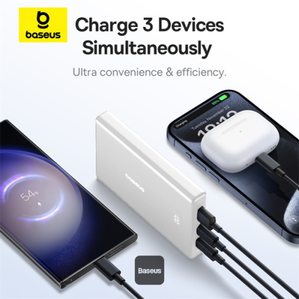Baseus POWER BANK PicoGo, 10000mAh, 20W, 2 x USB Type-C, 1 x USB, cablu inclus USB, P10076801213-00 - imagine 3