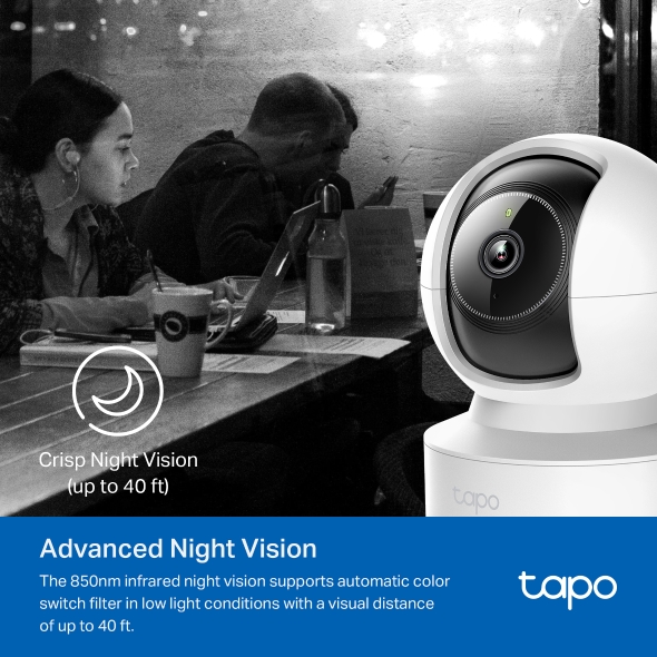 Tp-Link CAMERA IP, cube, pt. interior, wireless + 1×10/100 Mbps RJ45, dist. IR 12 m, Tapo C222 - imagine 4