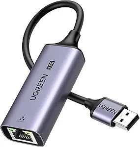 UGreen ADAPTOR RETEA, "CM648" USB 3.0 to 2.5G RJ-45 LAN Adapter, LED, metalic, gri, 25051