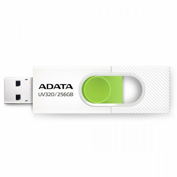 Adata MEMORIE USB 3.2 256 GB, retractabila, alb & verde, carcasa plastic, AUV320-256G-RWHGN