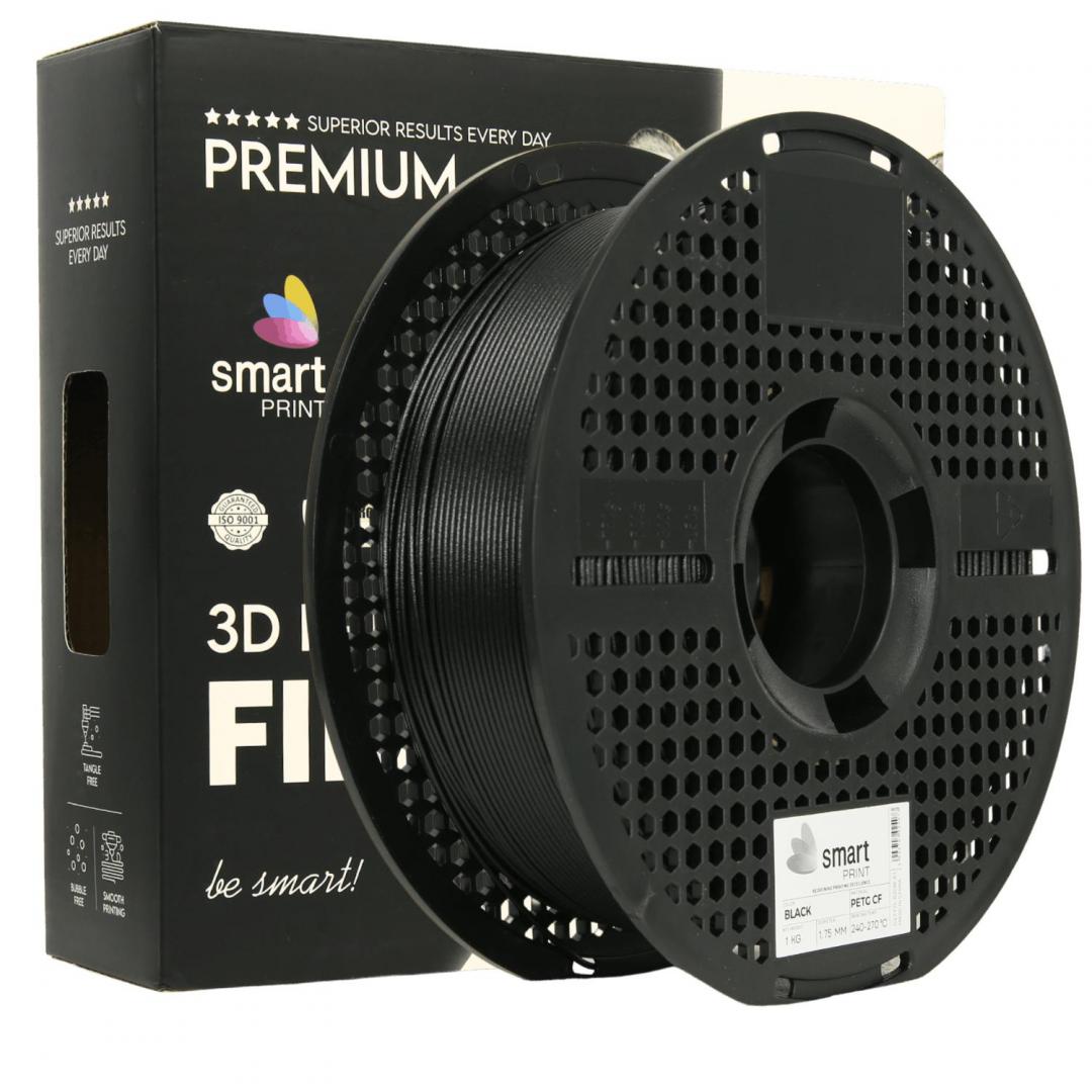 SMART PRINT 3D FILAMENT 1KG PETG+CF BLACK, continut de fibra de carbon, reztenta la, PETG + CF BLACK