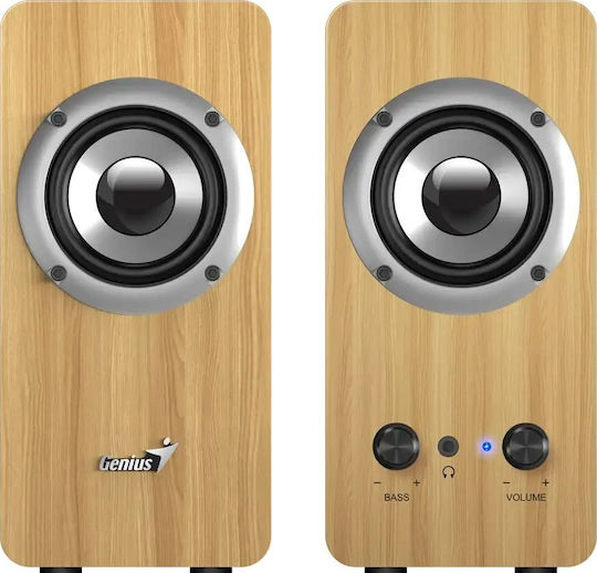 Genius BOXE 2.0, RMS: 10W (2 x 5W), bass control, mufa casti, Line-in 3.5mm, pine wood, 31730058401