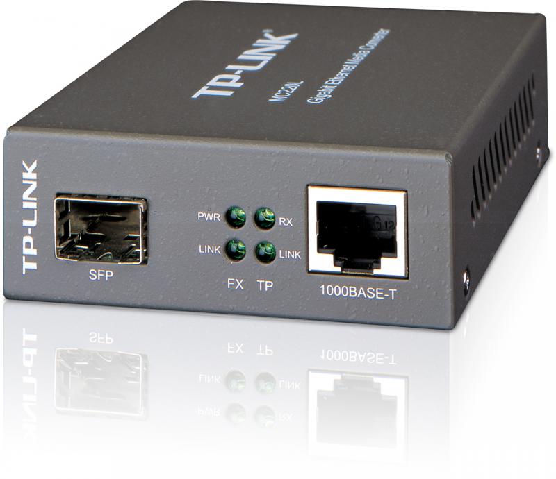 TP-LINK Omada 10/100/1000 Mbps RJ45 to 1000 Mbps SFP Slot Supporting MiniGBIC Modules, MC220L