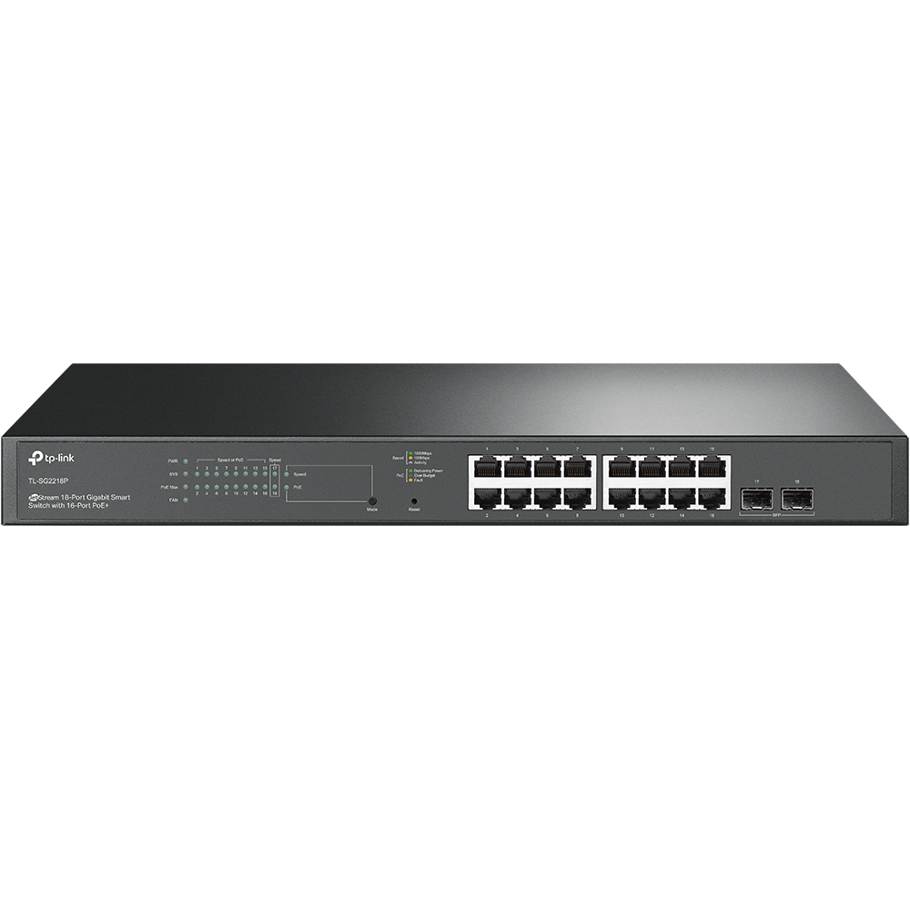 TP-LINK JetStream™ 18-Port Gigabit Smart Switch with 16-Port PoE+, TL-SG2218P