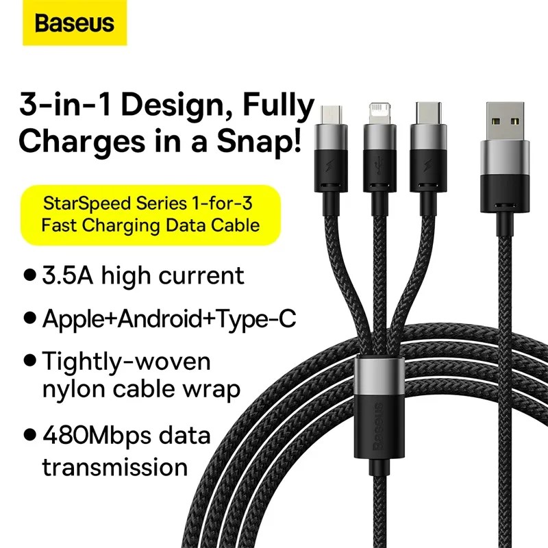 Baseus CABLU alimentare si date StarSpeed 1 for-3, CAXS000001