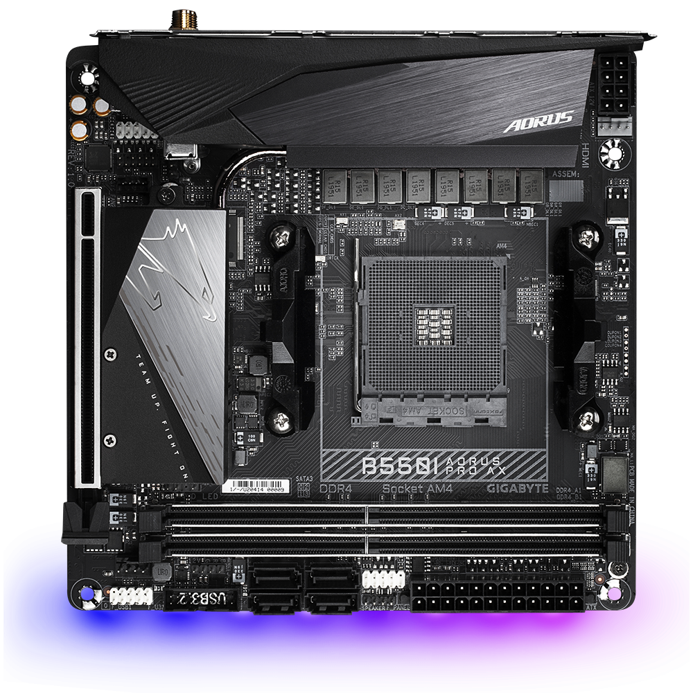 Gigabyte PLACA de BAZA, skt AM4, mini ITX, AMD B550, 2 x DDR4, max. 64 GB, 4 x, B550I AORUS PRO AX - imagine 2