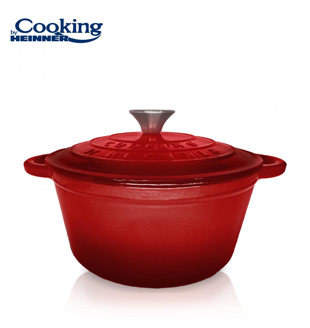 HEINNER CRATITA FONTA EMAILATA+CAPAC 22X9.5CM,2.9L, RED LINE, COOKING BY, HR-KN-C29