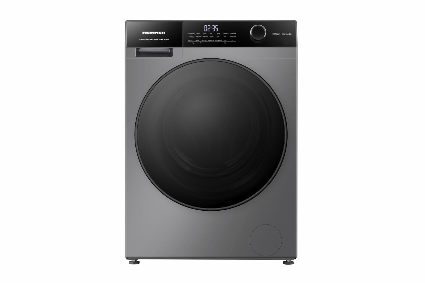 HEINNER Masina de spalat rufe, 10 Kg, 1400 rpm, Clasa: A, Argintiu, HWM-HMK1014IVTA+++