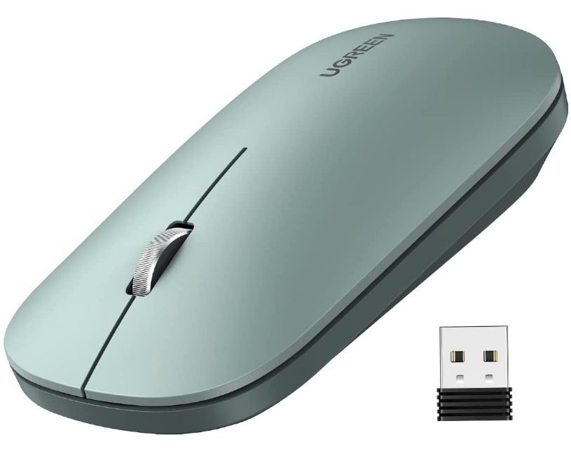 UGreen MOUSE, MU001 PC sau NB, wireless 2.4GHz, optic, 3/1 butoane/scroll, 4000 dpi, verde, 90374
