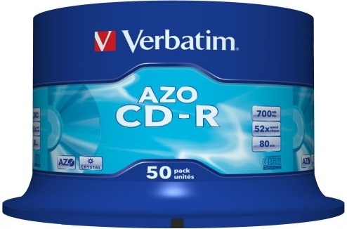Verbatim CD-R 700MB, 80min, viteza 52x, 50 buc, spindle, "AZO Crystal ", 43343