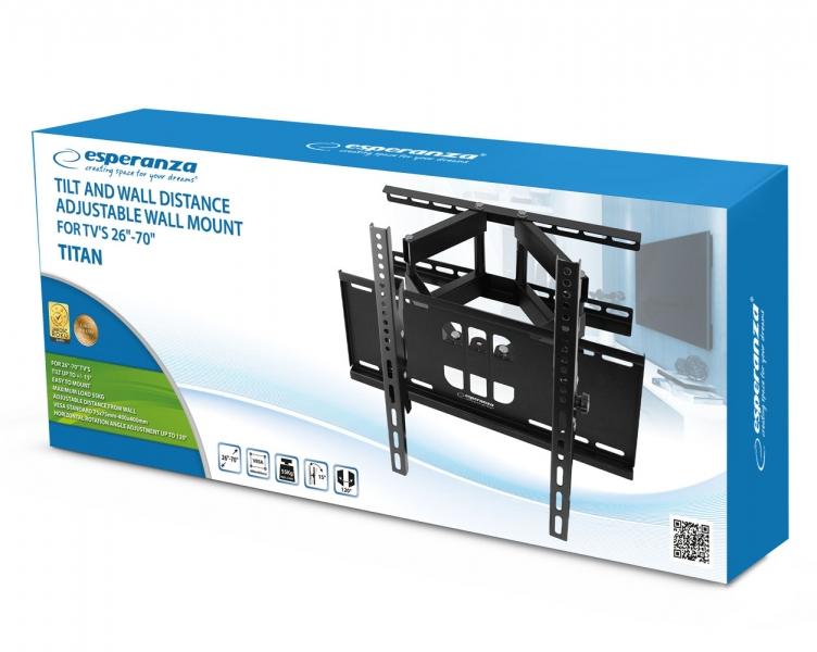 Esperanza Suport Perete Titan 26"-70" 55kg Negru, ERW012 - imagine 8