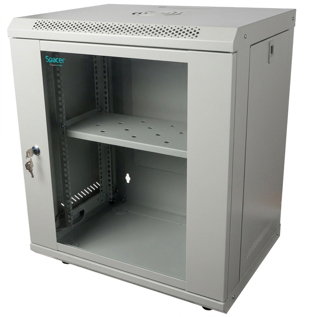SPACER CABINET 19 12U 500x450mm, fixare pe perete, Flatpack (dezasamblat), Grey, SPCW-12U-450-GR-02