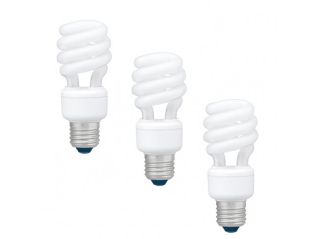 Panasonic SET 3 becuri fluorescent, soclu E27, putere 14W, forma spirala, lumina alb, EFD14E27HD3E-3