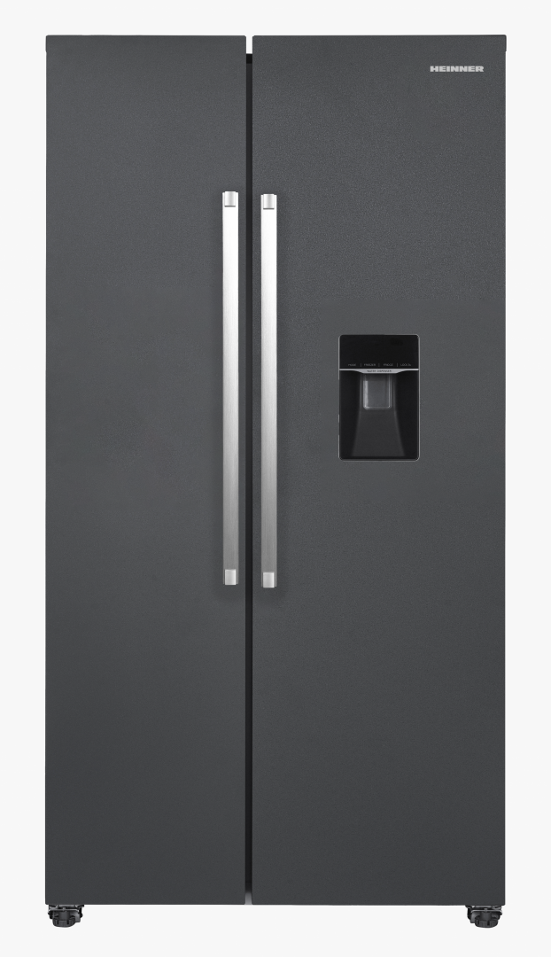 HEINNER Side by Side, No Frost, 439 L, Clasa E, Dozator apa, Gri antracit, HSBS-HM439NFINVDGWDE++