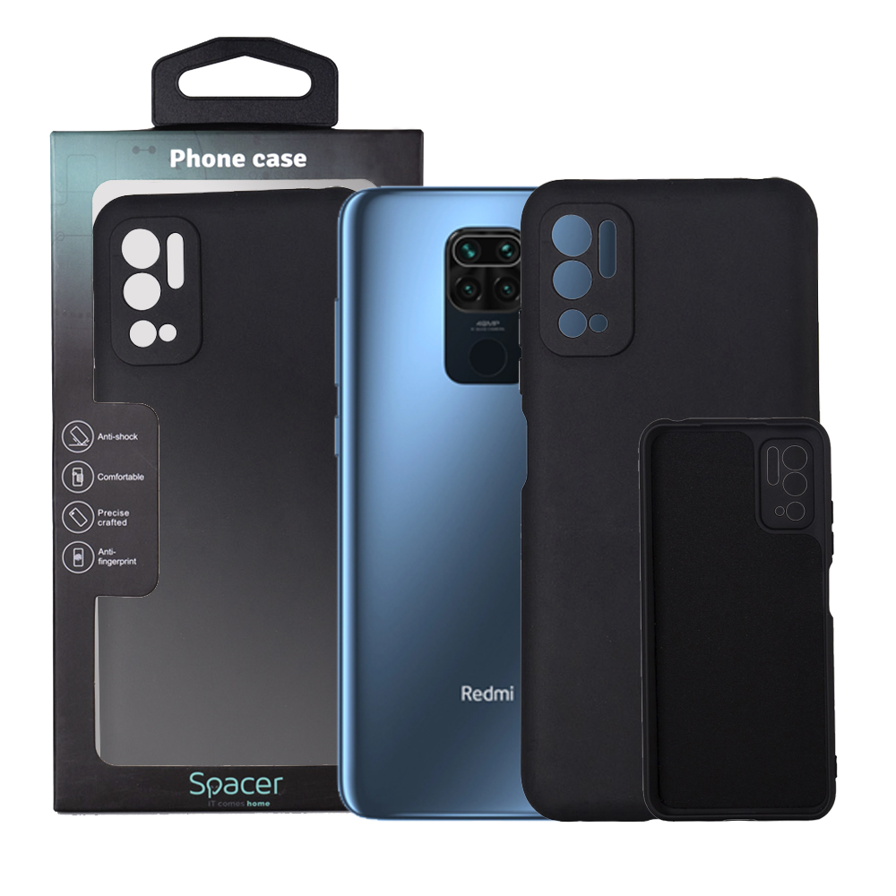 SPACER Husa Xiaomi Redmi Note 10 5G, negru, grosime 2mm, material flexibil, SPPC-XI-RM-N105G-SLK