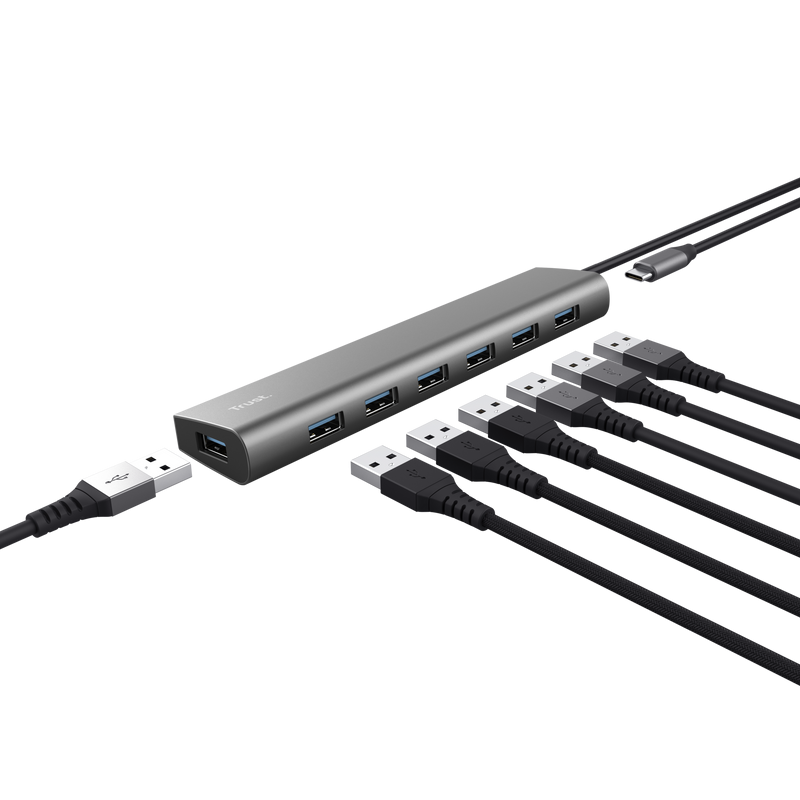 Trust Hub Halyx 7xUSB 3.2 Gen1, gri, TR-24967
