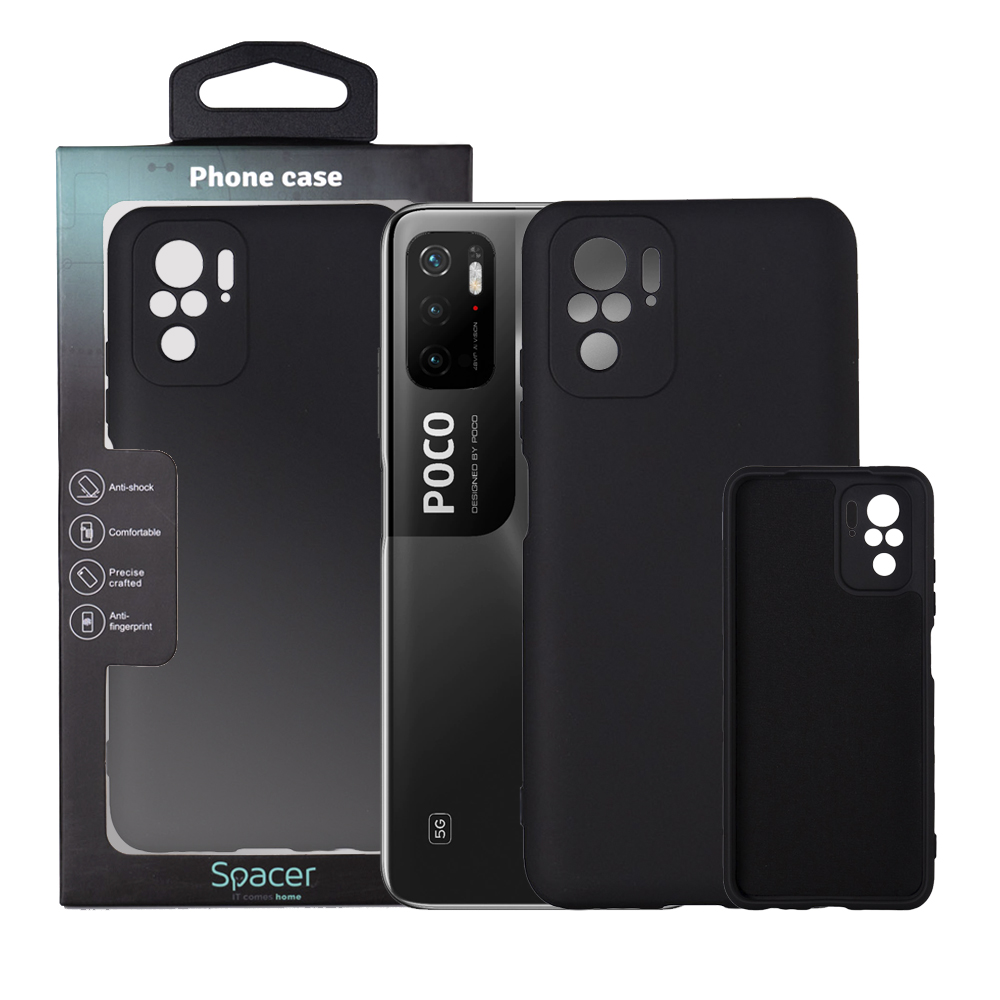 SPACER Husa Xiaomi Pocophone M3 Pro 5G, negru, grosime 2mm, material flexibil, SPPC-XI-PC-M3P5G-SLK