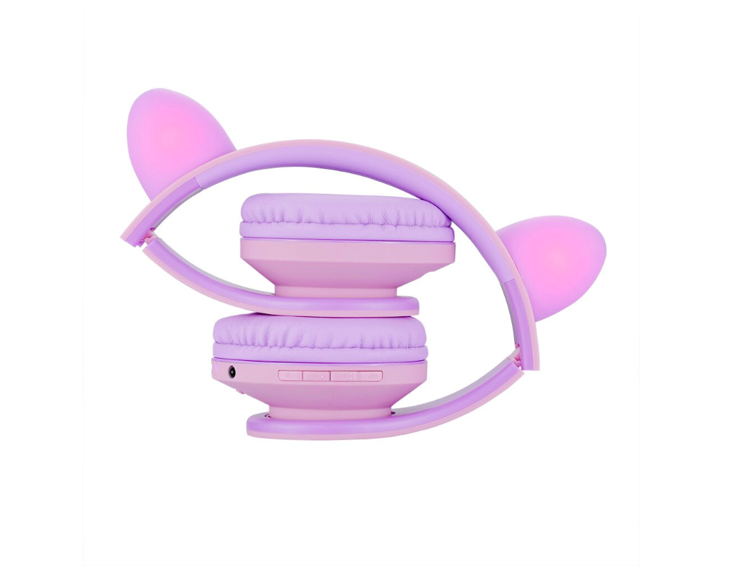 POWERLOCUS Casti Over-ear KidsCat, Wireless/Wired, Multicolor, PWL-P2KIDSCAT-PURPLEPINK - imagine 3