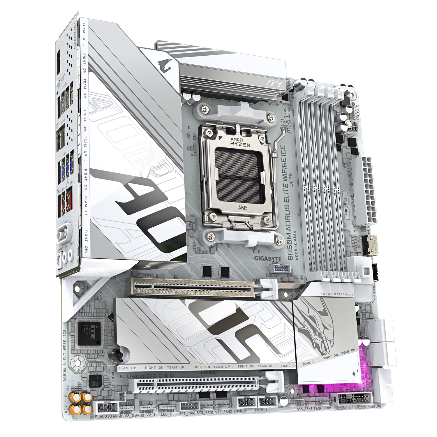 Gigabyte Placa de baza B850M AORUS ELITE WIFI6E ICE, AM5, DDR5, Wi-Fi, BT, B850M A ELT WF6E ICE - imagine 2