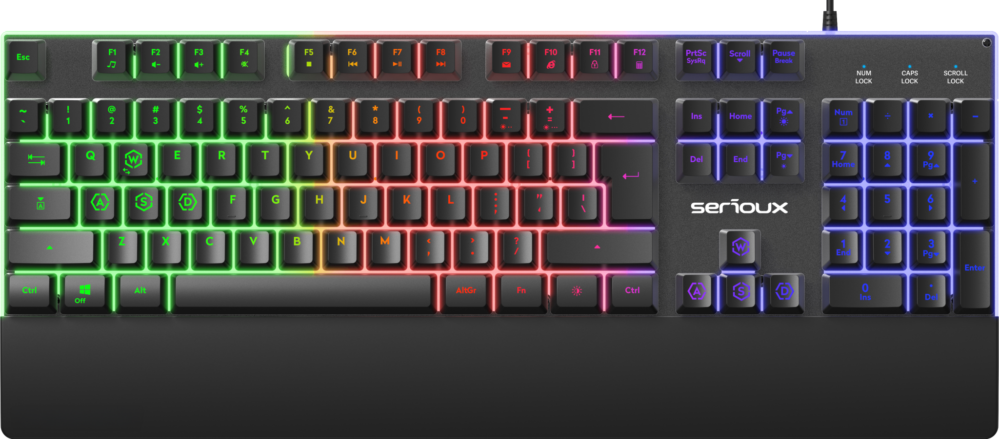 SERIOUX Tastatura gaming cu fir iluminata Nexor, interfata USB, numar de taste: 104, SRXK-NEXOR