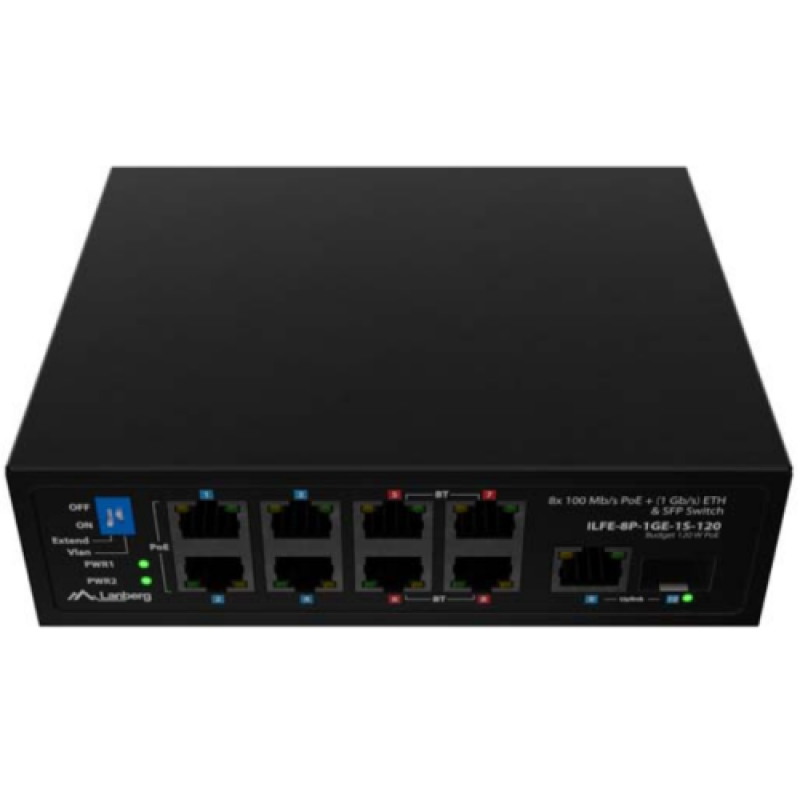 Lanberg Switch 4XBT 4XAT SFP/ETH, ILFE-8P-1GE-1S-120
