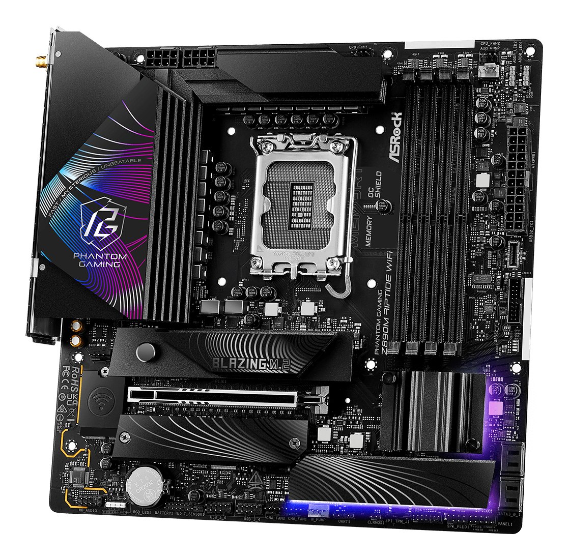 Asrock Placa de baza Z890M RIPTIDE WiFi Mainboard, Sockel LGA 1851, Intel Z890, 90-MXBPK0-A0UAYZ - imagine 5