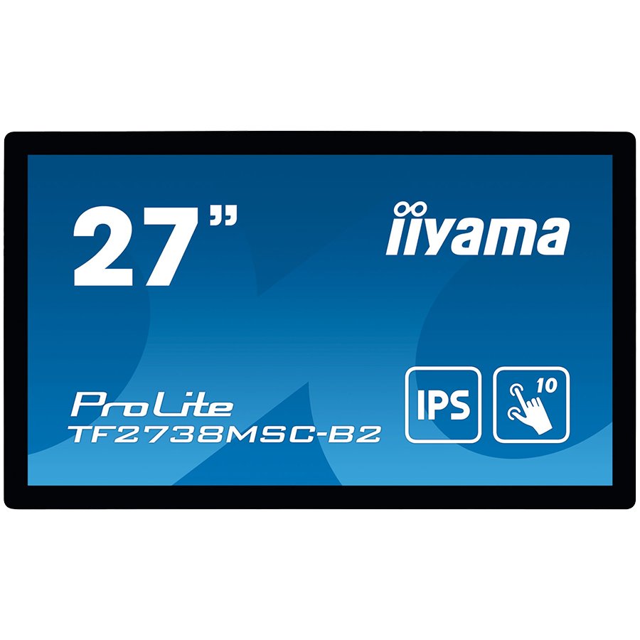 Iiyama Monitor 27 PCAP Bezel Free 10-Points Touch, 1920x1080, IPS, TF2738MSC-B2