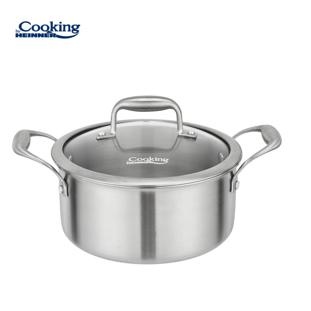 HEINNER SEMIOALA INOX+CAPAC STICLA 20x10CM, 2.8L, ATOMIC3, COOKING BY, HR-MRK-3A20