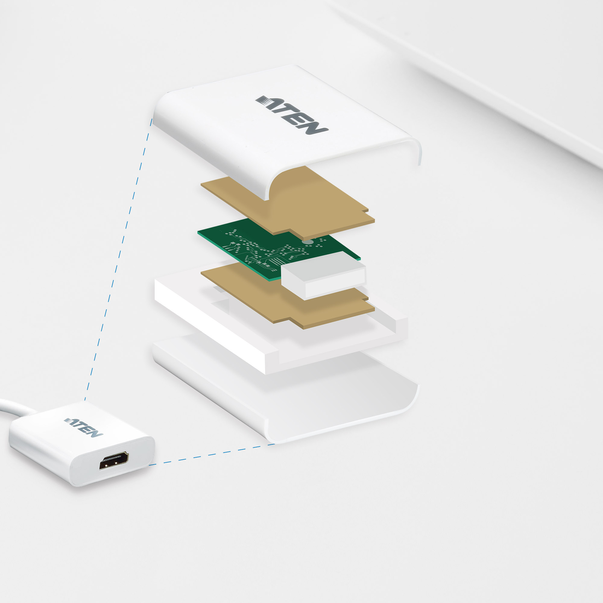 Aten CABLU video, cablu or adaptor video, DisplayPort (T) la HDMI (M), Full HD (1920x1080), VC985-AT - imagine 4